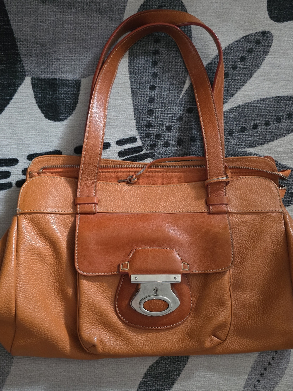 Tod's Orange Leather Shoulder Bag with Front Clasp